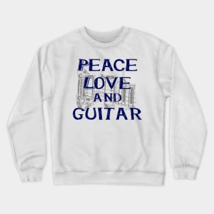 peace love and guitar w stamp blue Crewneck Sweatshirt
